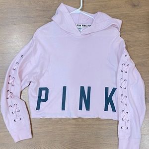 Victoria’s Secret PINK cropped lace-up hoodie - Women’s Size Medium
